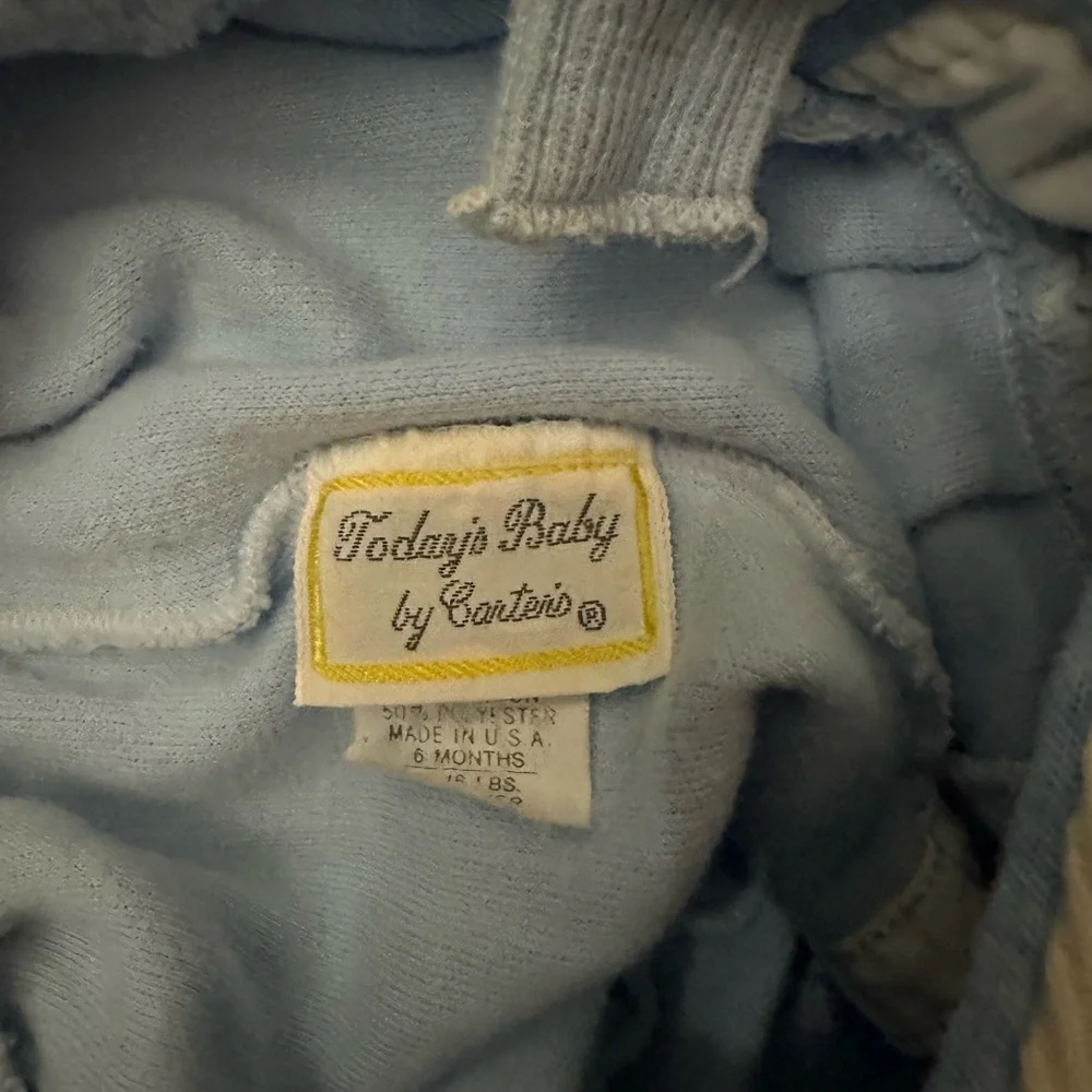 Vintage Carter's Light‎ Blue Elephant Overalls Baby size 6 months